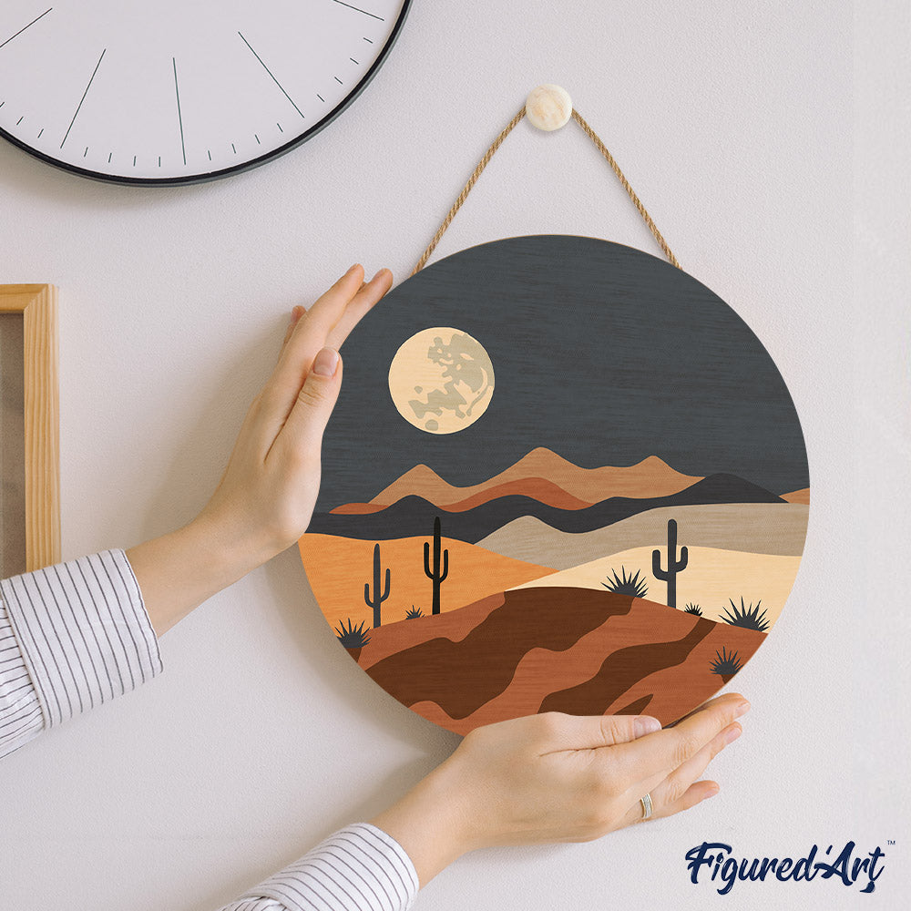 Peinture Par Numéro Sur Disque En Bois - Clair De Lune Désertique