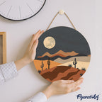 Peinture Par Numéro Sur Disque En Bois - Clair De Lune Désertique
