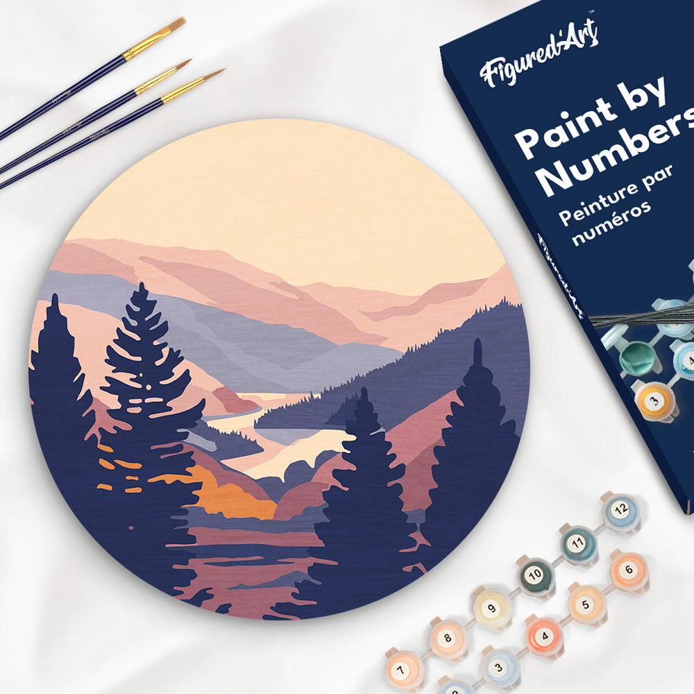 Peinture Par Numéro Sur Disque En Bois - Vallée D'Automne