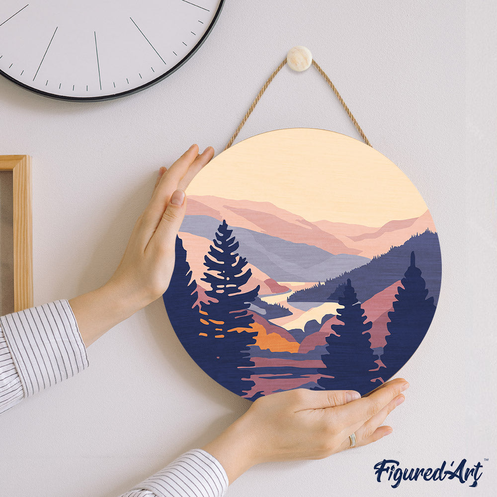 Peinture Par Numéro Sur Disque En Bois - Vallée D'Automne