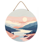 Peinture Par Numéro Sur Disque En Bois - Lever De Soleil Pastel