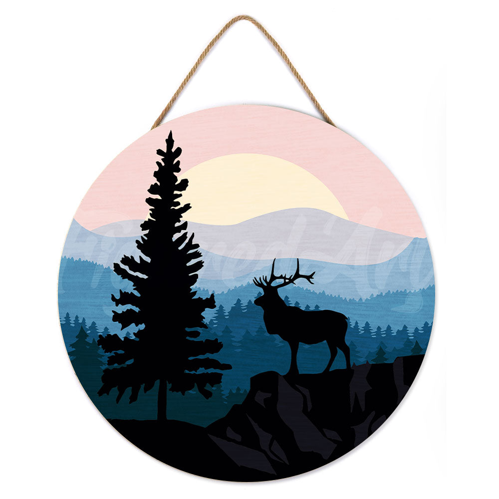 Paint by Numbers on Wooden Disc - Majestic Deer and Landscape