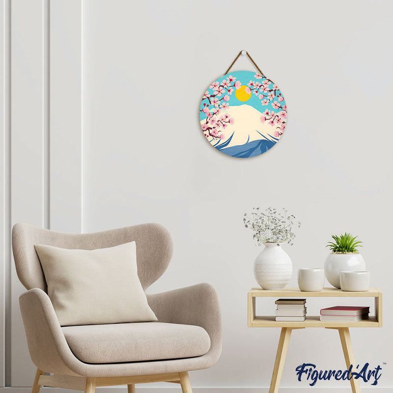 Peinture Par Numéros - Peinture Par Numéro Sur Disque En Bois - Le Mont Fuji