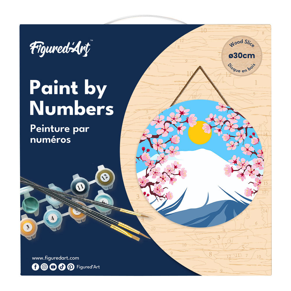 Peinture Par Numéro Sur Disque En Bois - Le Mont Fuji