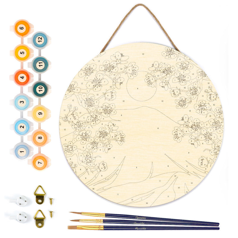 Peinture Par Numéros - Peinture Par Numéro Sur Disque En Bois - Le Mont Fuji