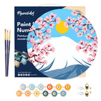Peinture Par Numéro Sur Disque En Bois - Le Mont Fuji