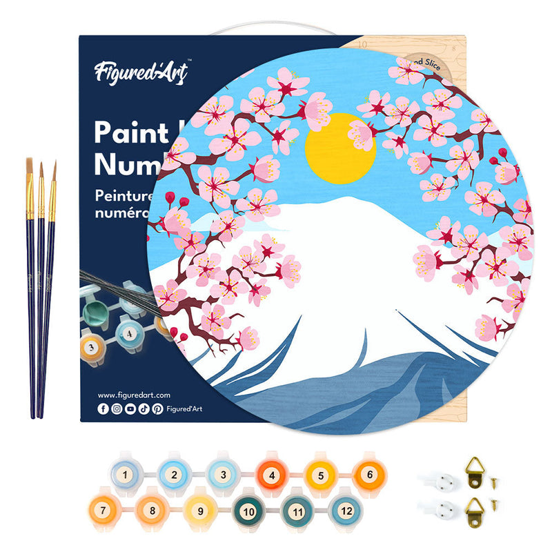 Peinture Par Numéros - Peinture Par Numéro Sur Disque En Bois - Le Mont Fuji