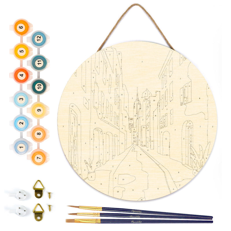 Peinture Par Numéros - Peinture Par Numéro Sur Disque En Bois - Ruelle