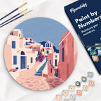 Peinture Par Numéro Sur Disque En Bois - Santorin