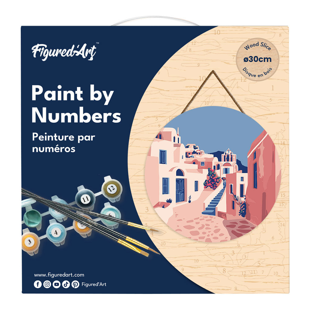 Peinture Par Numéro Sur Disque En Bois - Santorin