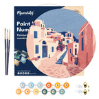 Peinture Par Numéro Sur Disque En Bois - Santorin