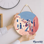 Peinture Par Numéro Sur Disque En Bois - Santorin