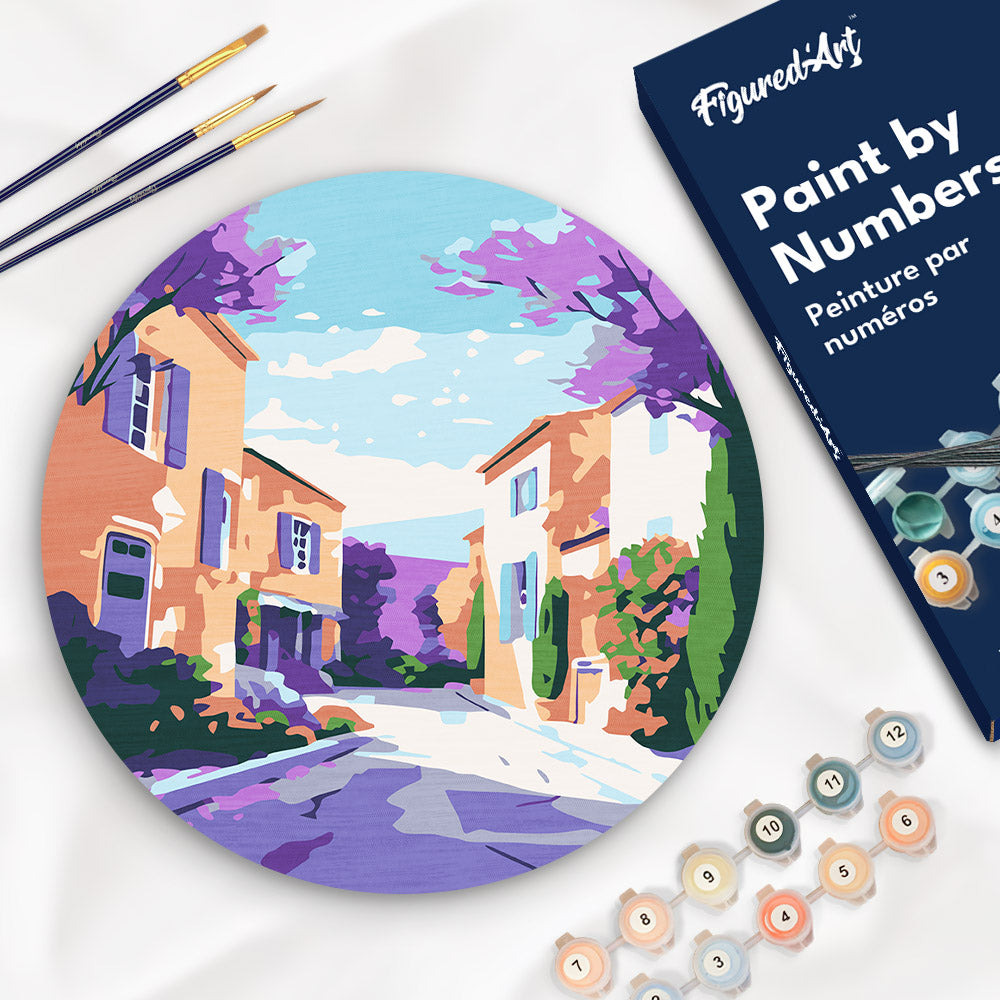 Peinture Par Numéro Sur Disque En Bois - Printemps En Provence