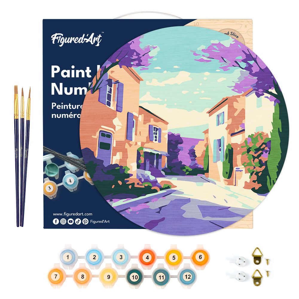 Peinture Par Numéro Sur Disque En Bois - Printemps En Provence
