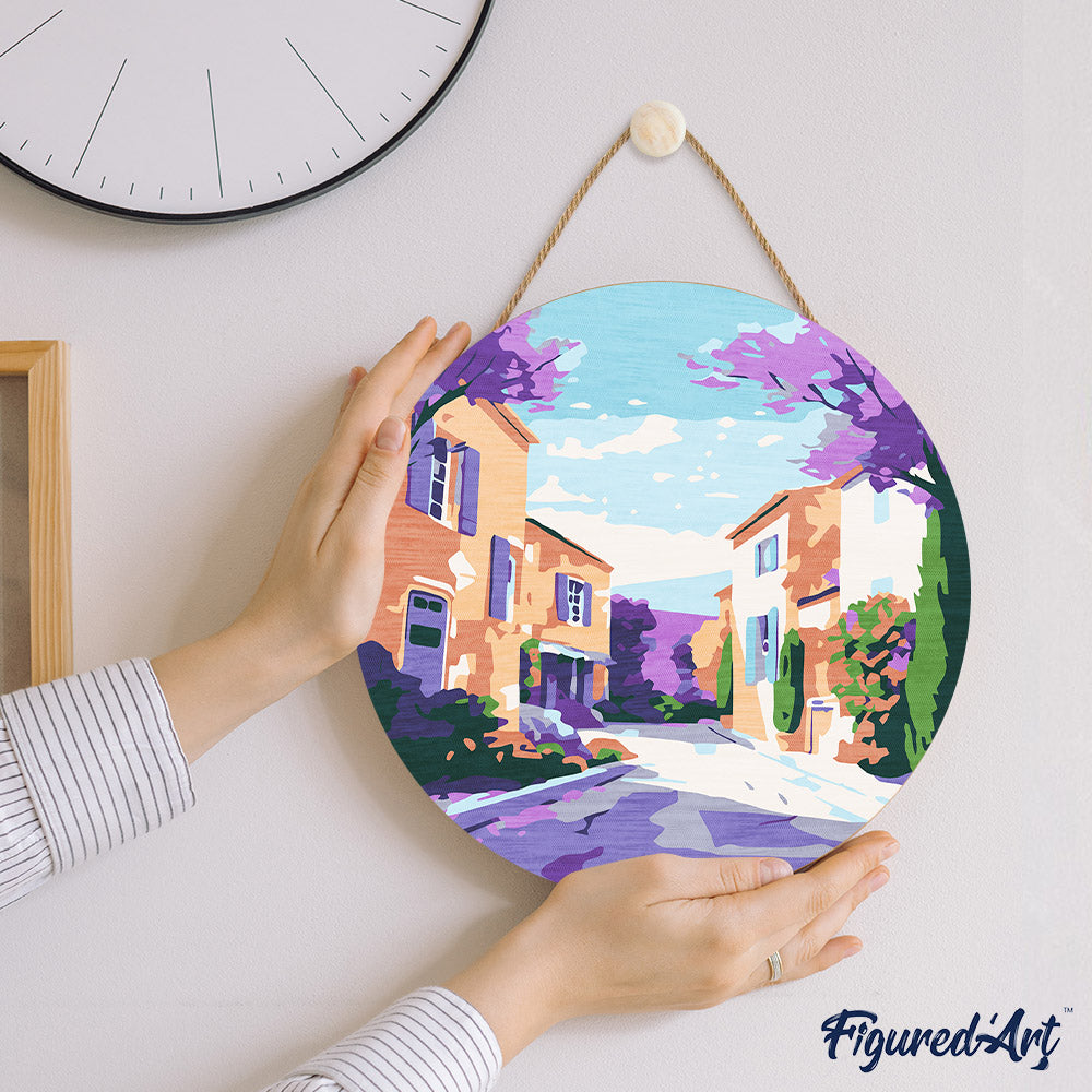 Peinture Par Numéro Sur Disque En Bois - Printemps En Provence