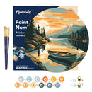 Peinture Par Numéros - Peinture Par Numéro Sur Disque En Bois - Lac De Montagne Et Canoë