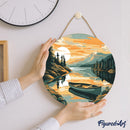 Peinture Par Numéros - Peinture Par Numéro Sur Disque En Bois - Lac De Montagne Et Canoë