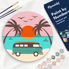 Peinture Par Numéro Sur Disque En Bois - Plage Malibu