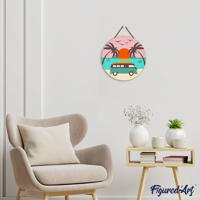 Peinture Par Numéros - Peinture Par Numéro Sur Disque En Bois - Plage Malibu