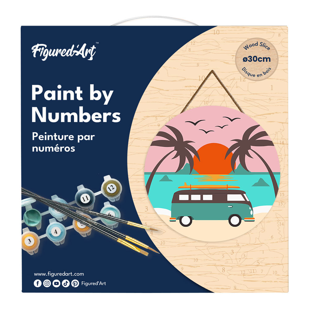Peinture Par Numéro Sur Disque En Bois - Plage Malibu