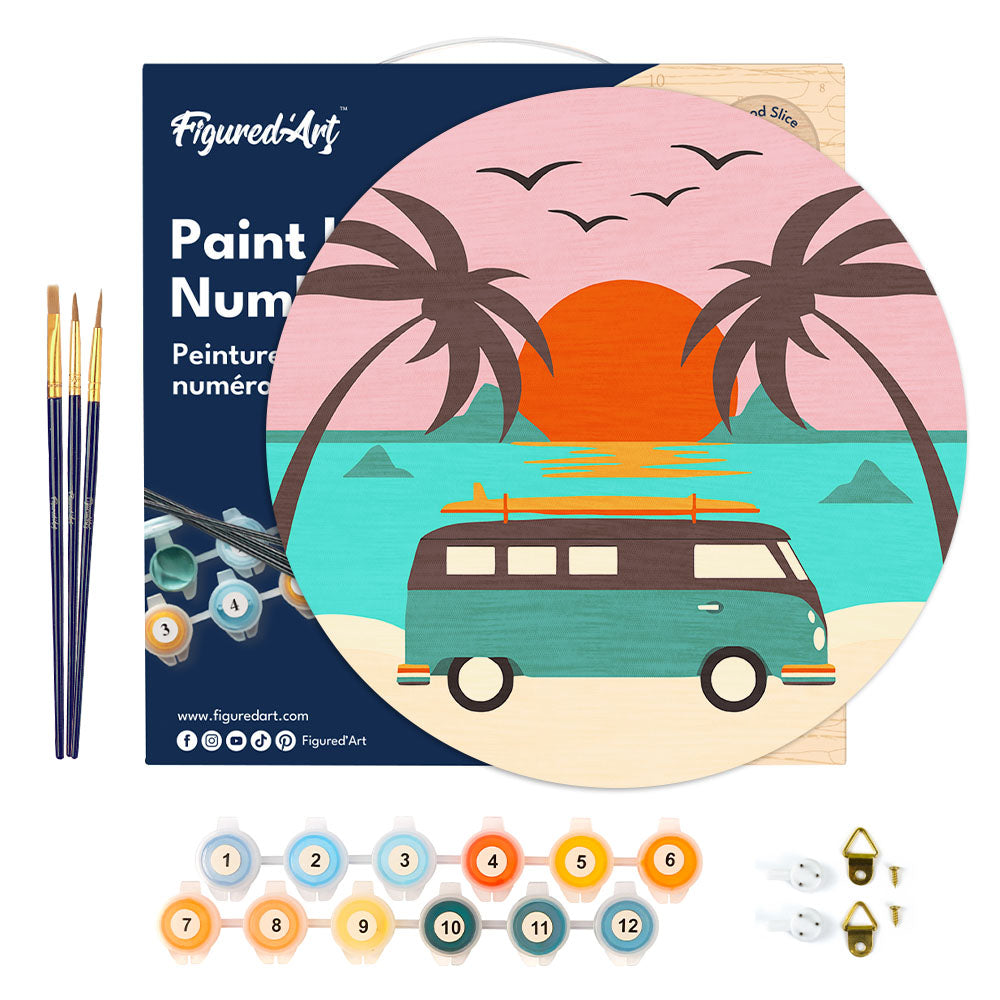 Peinture Par Numéro Sur Disque En Bois - Plage Malibu