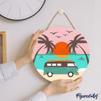 Peinture Par Numéro Sur Disque En Bois - Plage Malibu