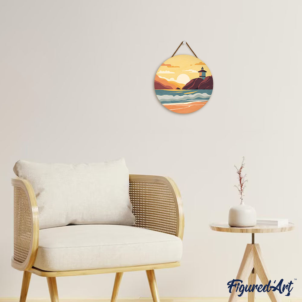 Peinture Par Numéro Sur Disque En Bois - Plage De Malibu