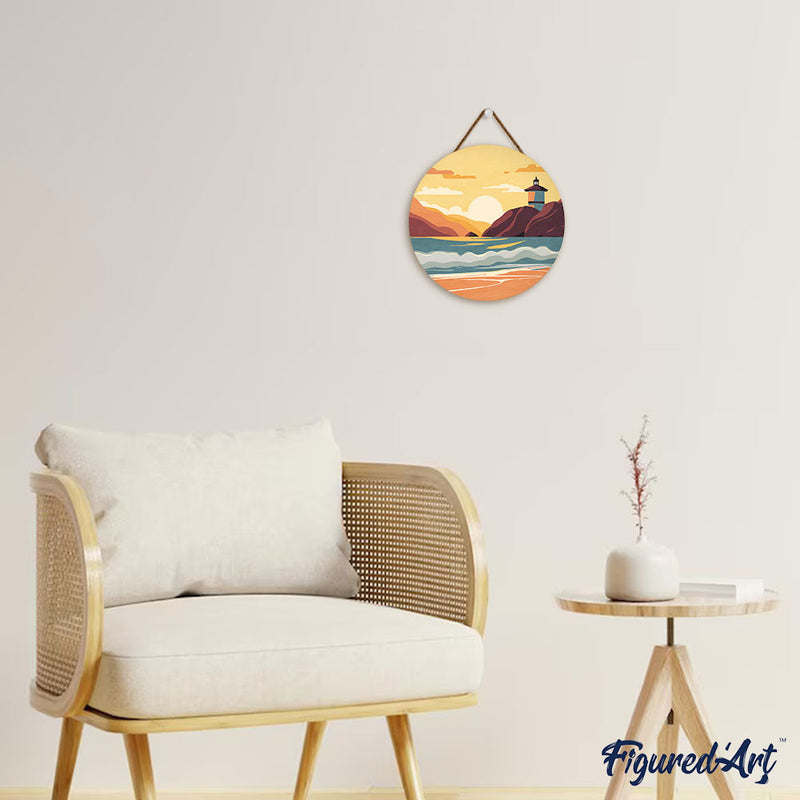 Peinture Par Numéros - Peinture Par Numéro Sur Disque En Bois - Plage De Malibu