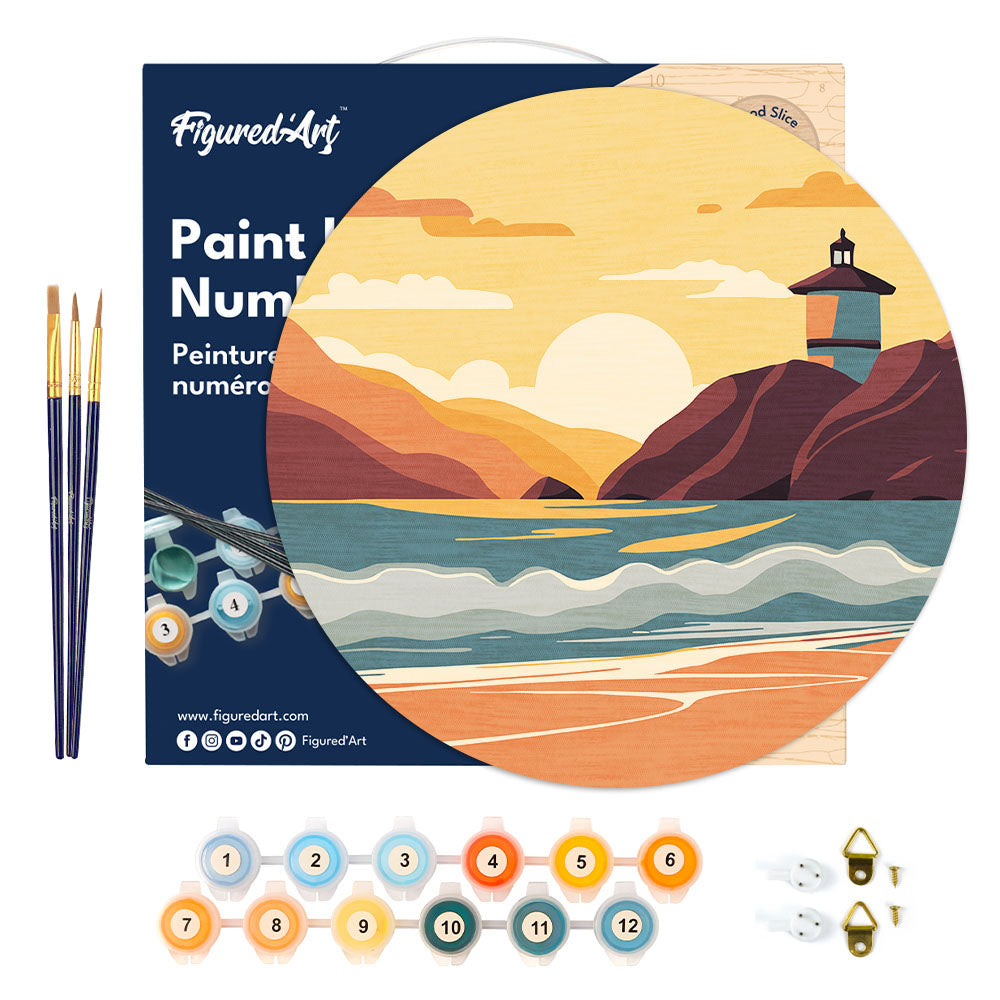 Peinture Par Numéro Sur Disque En Bois - Plage De Malibu