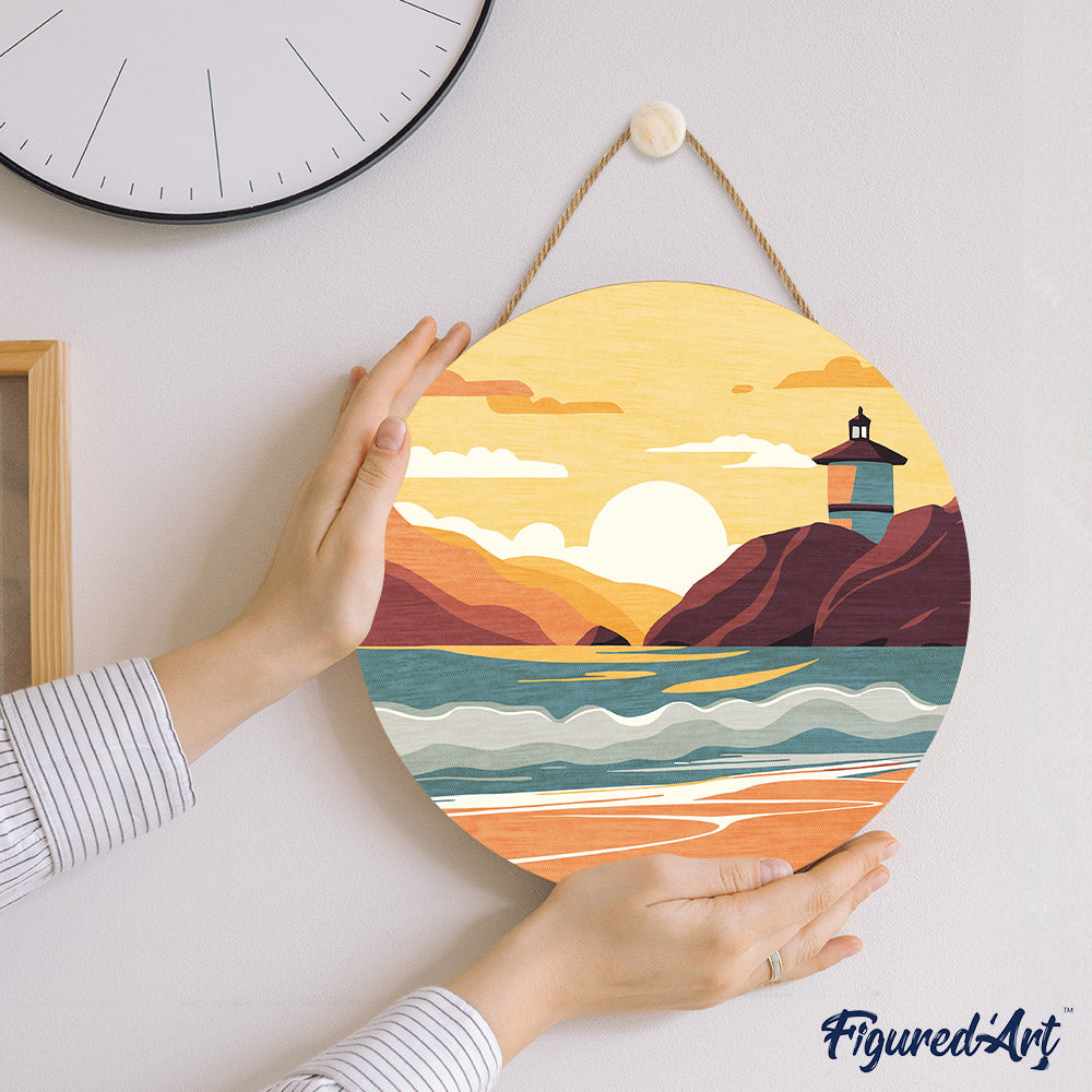 Peinture Par Numéro Sur Disque En Bois - Plage De Malibu