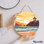 Peinture Par Numéro Sur Disque En Bois - Plage De Malibu