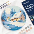 Peinture Par Numéro Sur Disque En Bois - Chalet En Hiver