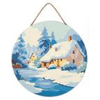 Peinture Par Numéro Sur Disque En Bois - Chalet En Hiver