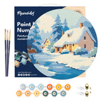 Peinture Par Numéro Sur Disque En Bois - Chalet En Hiver