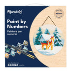 Peinture Par Numéro Sur Disque En Bois - Biches Et Cabane
