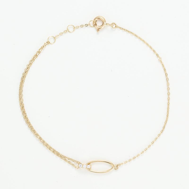 Bracelet "Angelia" Or Jaune  375/1000 Et Zirconium