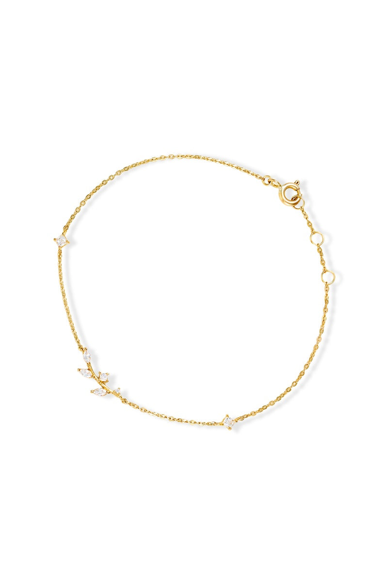Bracelet " Lindos" Or Jaune 375/1000 Et Zirconium
