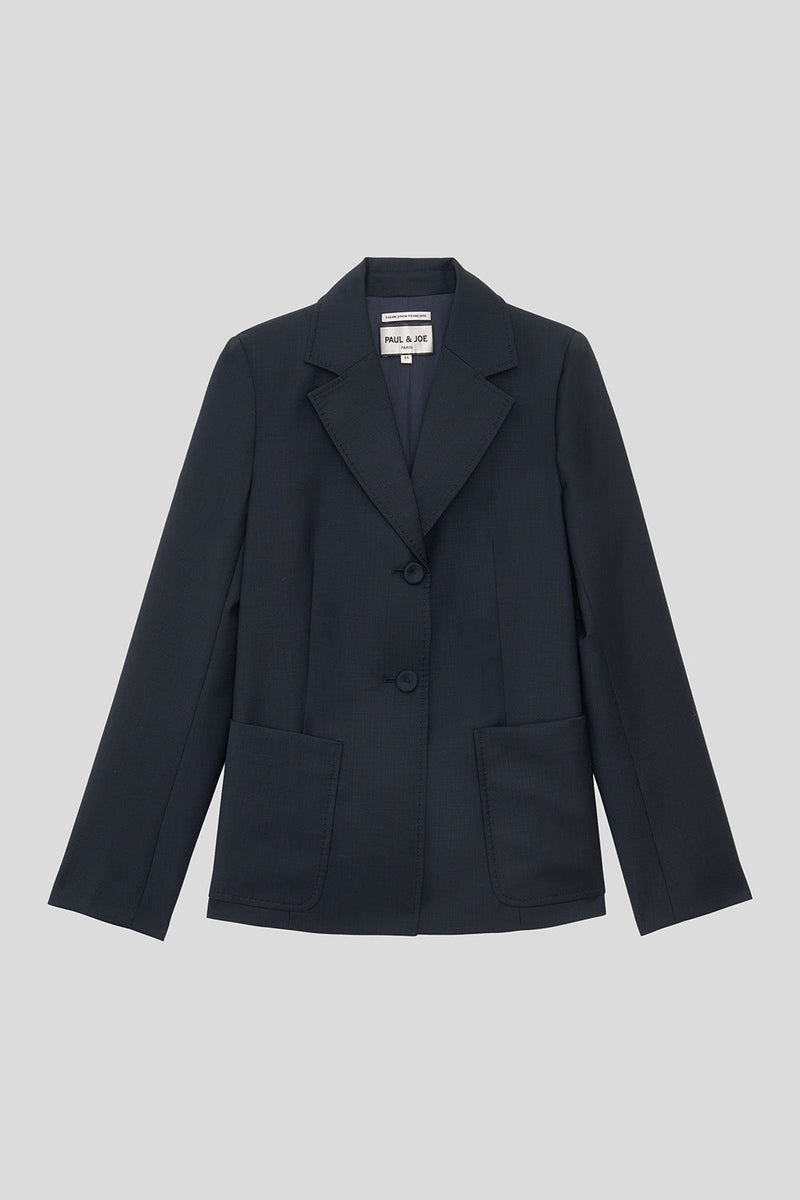 Tropical wool suit jacket - navy