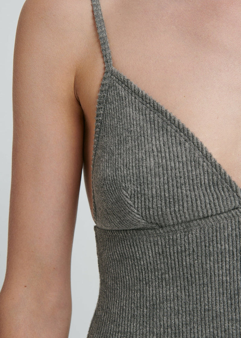 American Vintage - Thin Straps V-Neck Dress - Anthracite China - Women