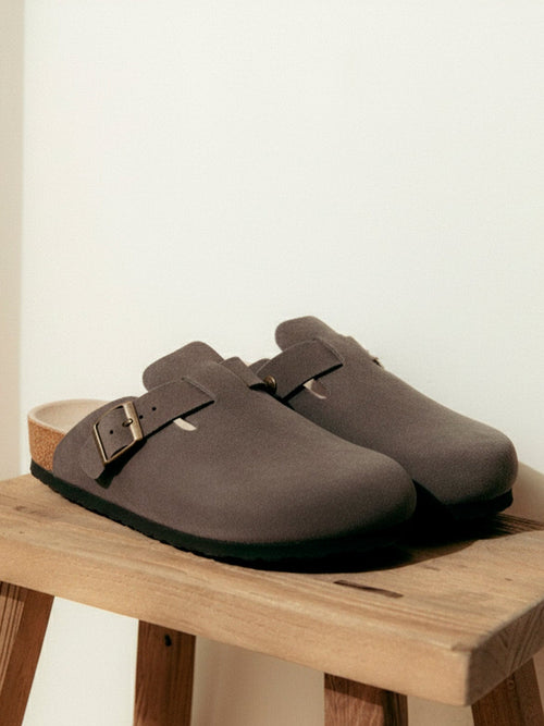 Zuecos Riva Velour Gris Oscuro