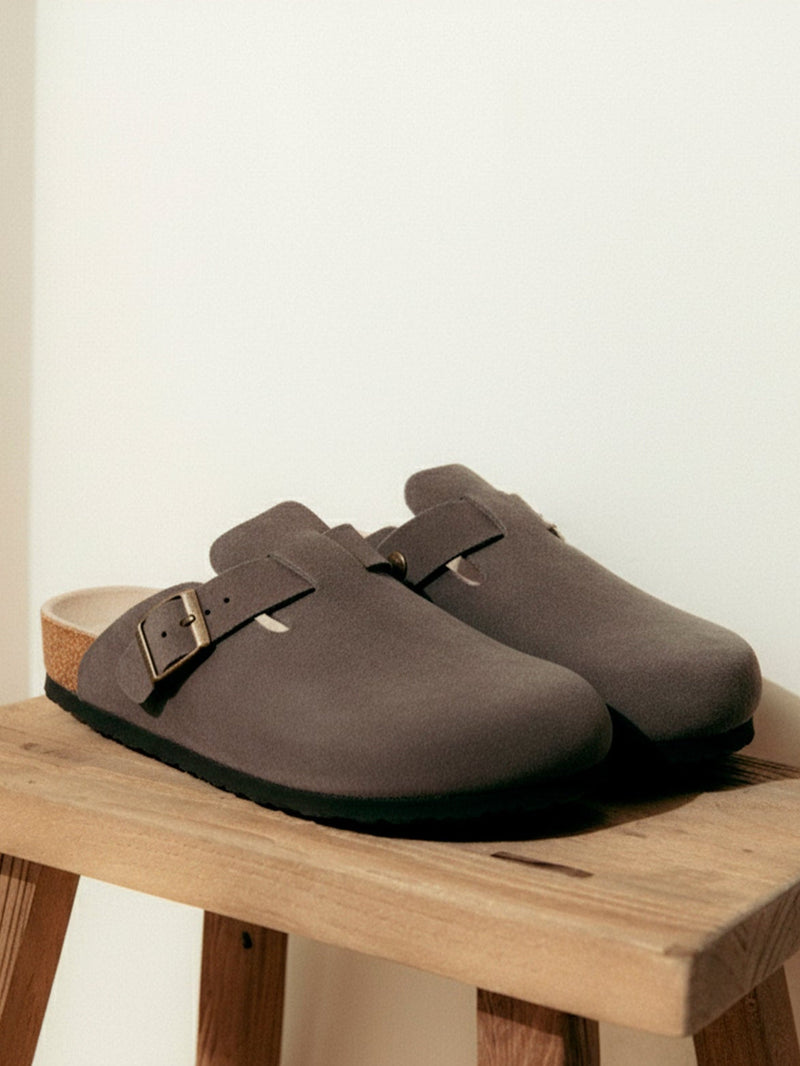 Zuecos Riva Velour Gris Oscuro