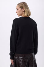 Gilet Col Rond Oversize Boutons Dorés F Riva - Noir - Femme