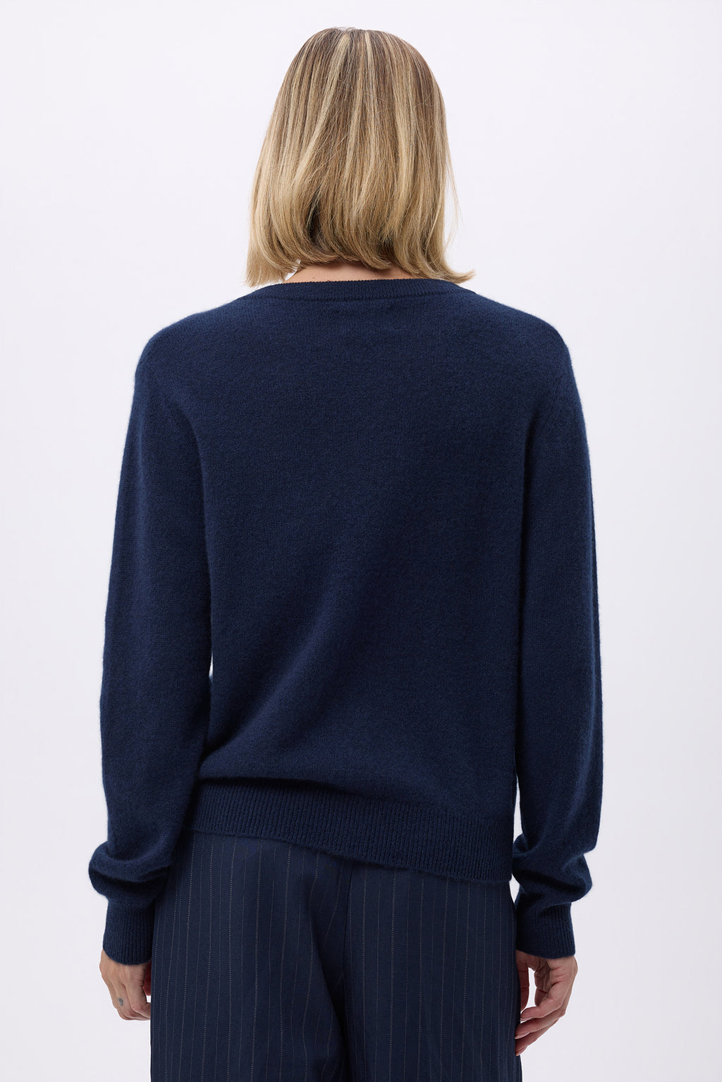 Oversize Cardigan Med Rund Hals Og Gyldne Knapper F Riva - Marineblå - Dame