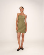 Rivoli Short Dress Square Neckline Green