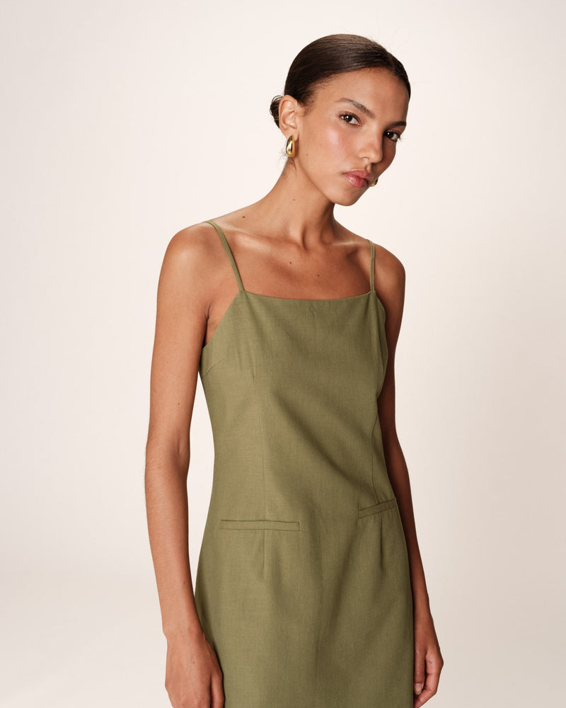 Vestido Corto Rivoli Verde Escote Cuadrado