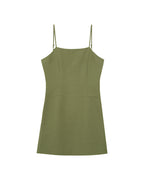 Rivoli Short Dress Square Neckline Green