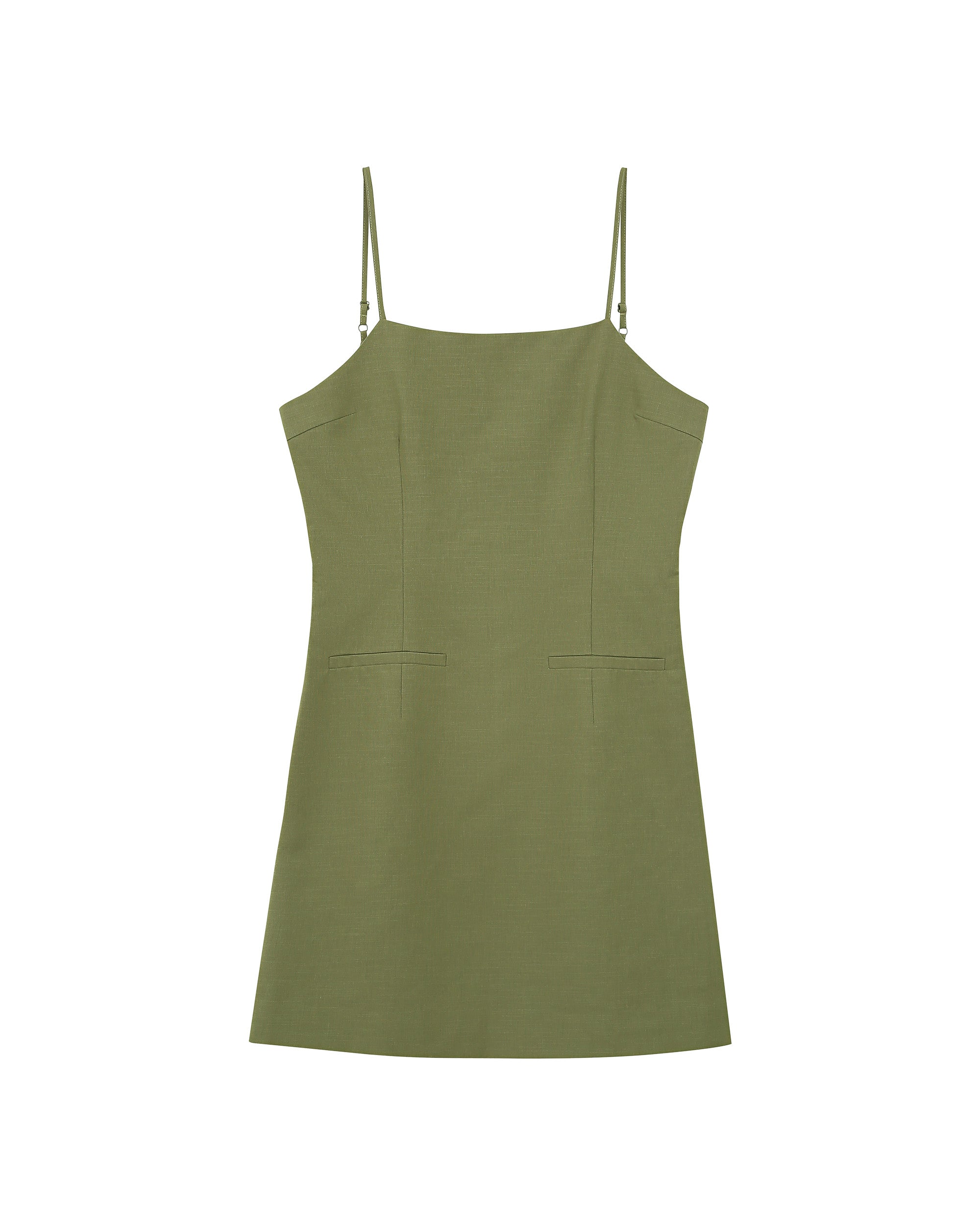 Rivoli Short Dress Square Neckline Green
