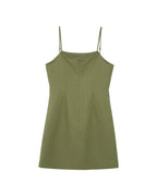 Rivoli Short Dress Square Neckline Green