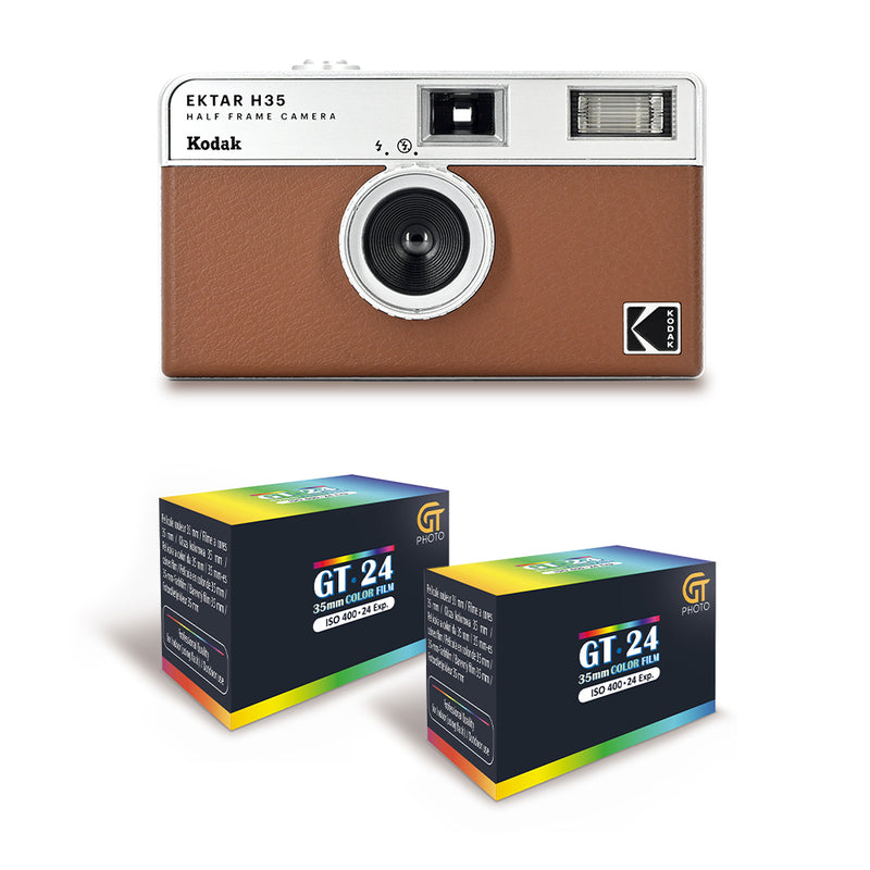Film Camera - EKTAR H35 - Brown - 2 Free Color Films - Kodak