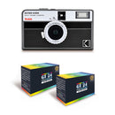 Film Camera - EKTAR H35N - Black Striped - 2 Color Films Free - Kodak